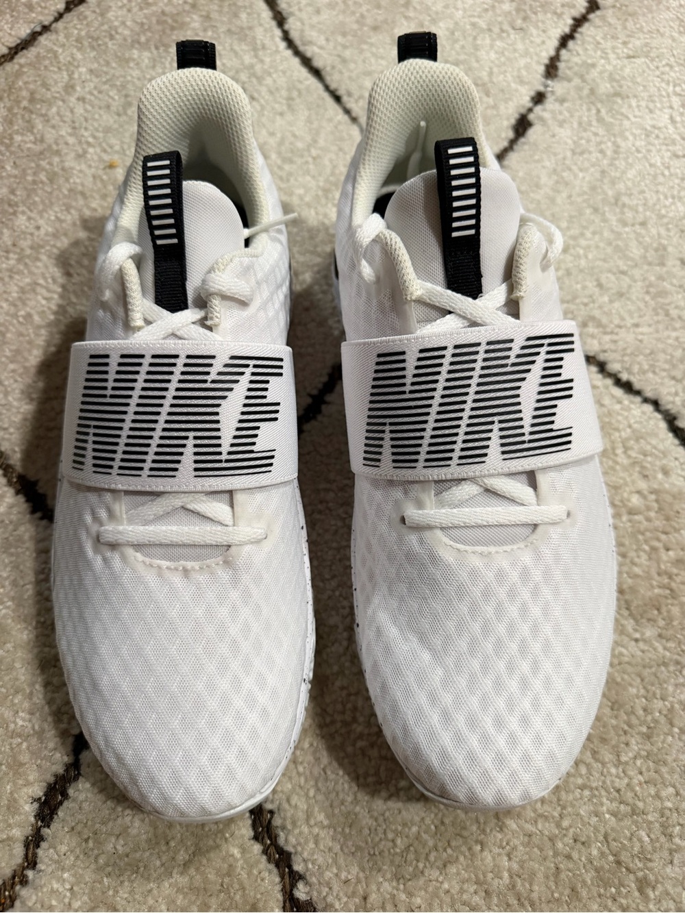 Nike White Sneakers with Black Logo Strap